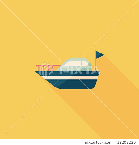 Yacht flat icon with long shadow - Stock Illustration [12208229] - PIXTA