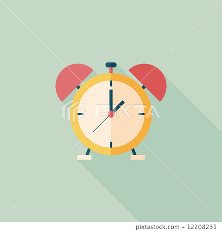 alarm clock flat icon with long shadow,eps10 12208231