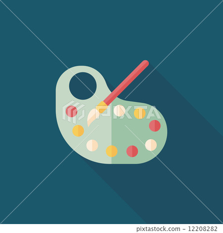 Art palette with paint brush flat icon with... - Stock Illustration ...