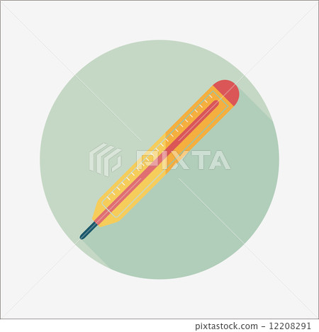 thermometer flat icon with long shadow 12208291