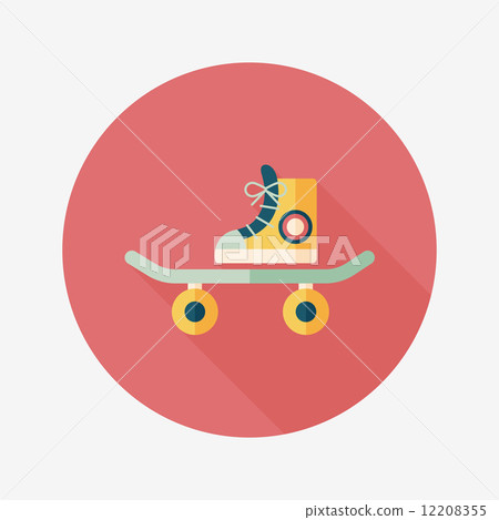 Skateboard flat icon with long shadow Skateboard flat icon with long shadow 12208355