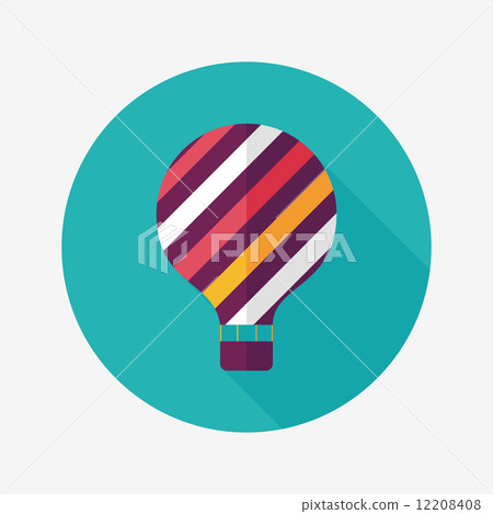 Hot Air Balloon flat icon with long shadow - Stock Illustration ...