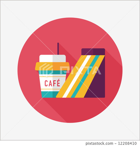 sandwich and coffee flat icon with long shadow,eps10 12208410
