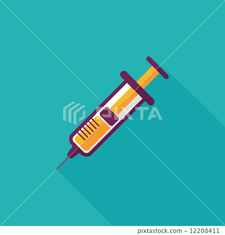 syringe flat icon with long shadow 12208411