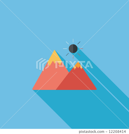 Mountain tourist flat icon with long shadow - Stock Illustration ...