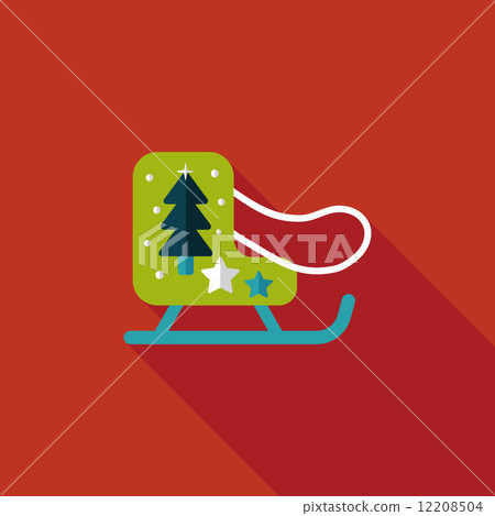 Christmas sleigh flat icon with long shadow,eps10 - Stock Illustration ...