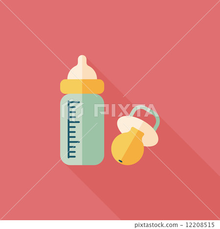 Baby bottle flat icon with long shadow,EPS 10 12208515
