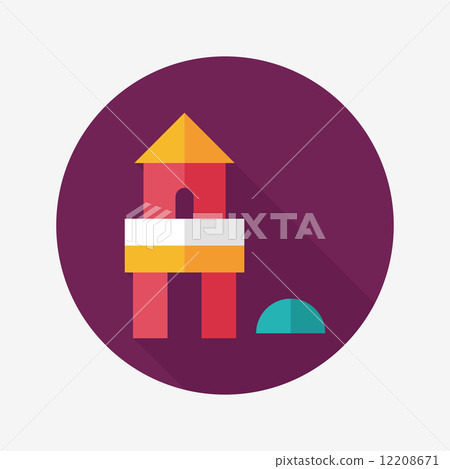 brick house flat icon with long shadow - Stock Illustration [12208671 ...