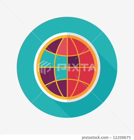 globe icon, flat icon with long shadow - Stock Illustration [12208675 ...