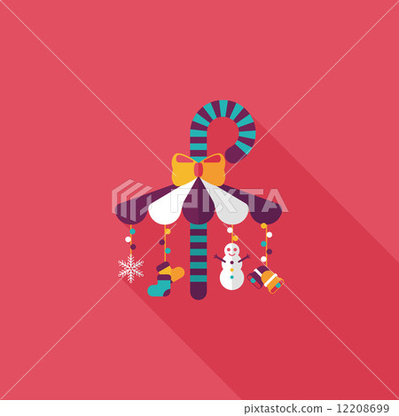Decorative candy cane flat icon with long... - Stock Illustration ...