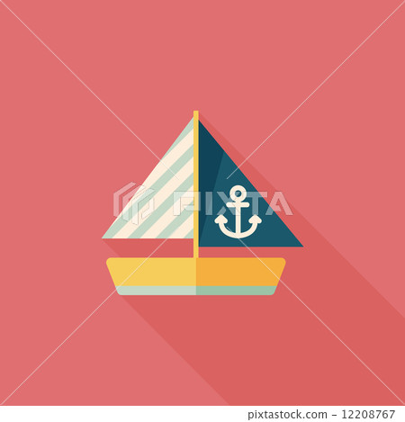 Sailboat flat icon with long shadow - Stock Illustration [12208767] - PIXTA