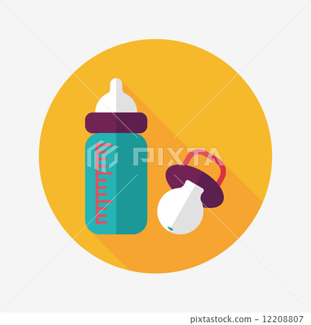 Baby bottle flat icon with long shadow,EPS 10 12208807