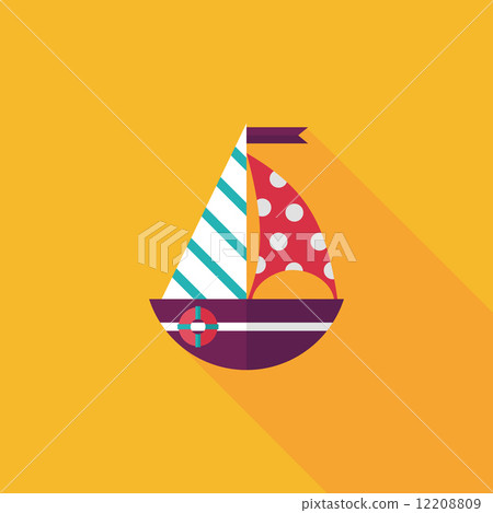 Sailboat flat icon with long shadow,eps10 12208809