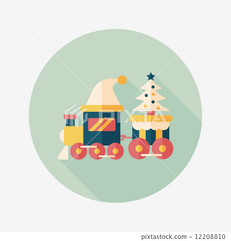 Christmas train toy flat icon with long shadow,EPS 10 12208810
