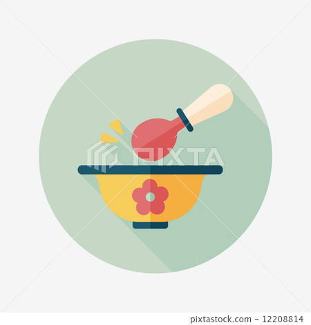 baby food bowl flat icon with long shadow,eps10 12208814