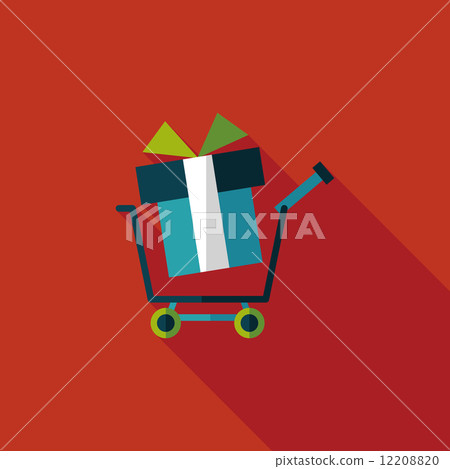 shopping cart flat icon with long shadow - Stock Illustration [12208820 ...