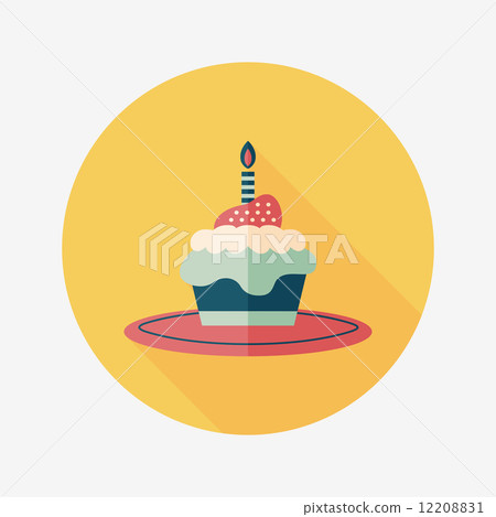 birthday cake flat icon with long shadow,eps10 - Stock Illustration ...
