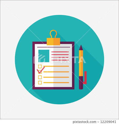 Clipboard flat icon with long shadow 12209041