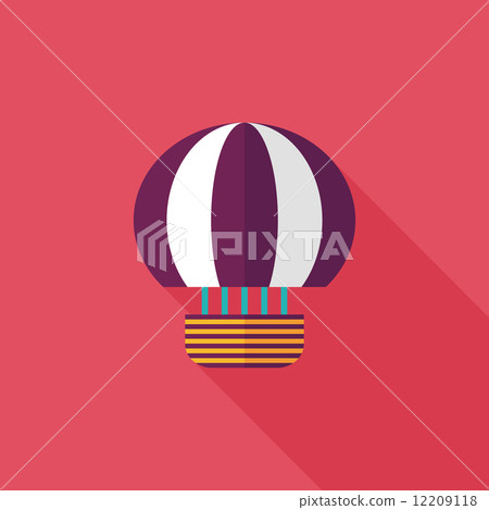 Hot Air Balloon flat icon with long shadow - Stock Illustration ...