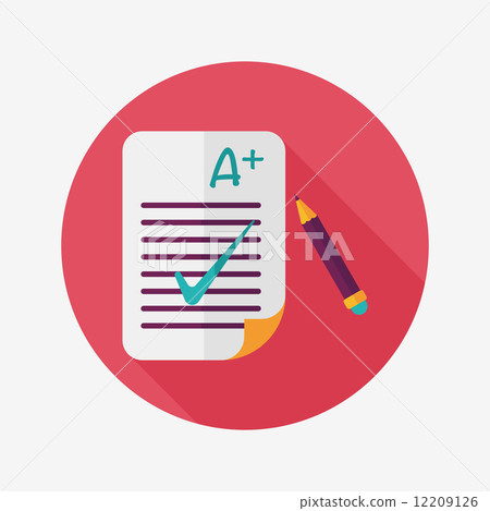 A plus grade in the notebook,flat icon with...-插圖素材 [12209126] - PIXTA圖庫
