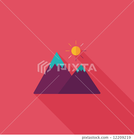 Mountain tourist flat icon with long shadow - Stock Illustration ...
