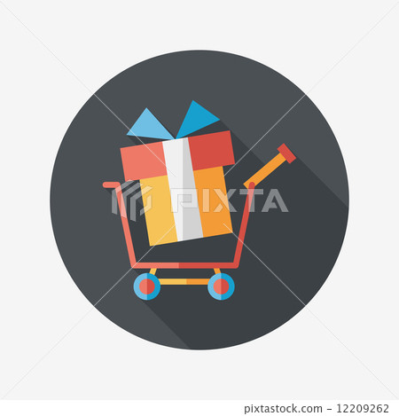 shopping cart flat icon with long shadow - Stock Illustration [12209262 ...