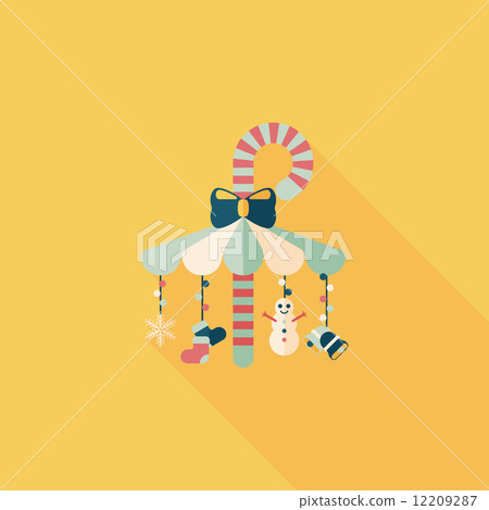 Decorative candy cane flat icon with long shadow eps10 12209287