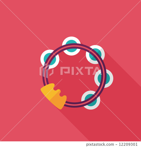 tambourine flat icon with long shadow 12209301