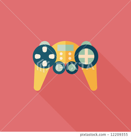 Game controller flat icon with long shadow - Stock Illustration ...