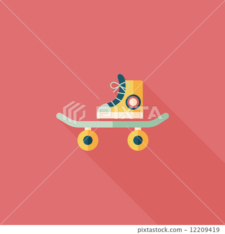 Skateboard flat icon with long shadow 12209419