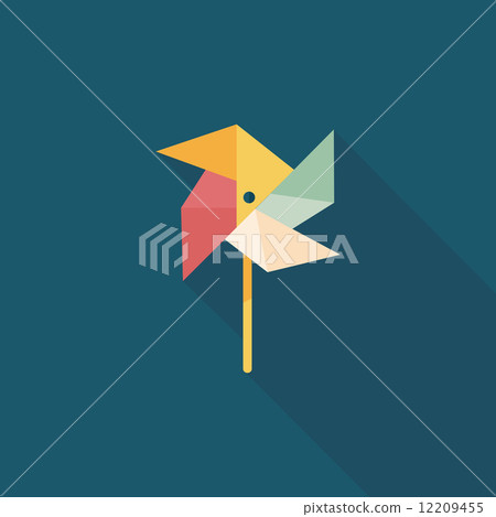 Windmill flat icon with long shadow - Stock Illustration [12209455] - PIXTA