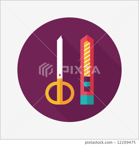 Scissors and paper knife flat icon with long shadow,eps10 12209475