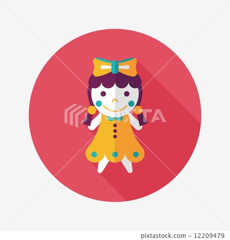 girl doll toy flat icon with long shadow,eps 10 girl doll toy flat icon with long shadow,eps 10 12209479