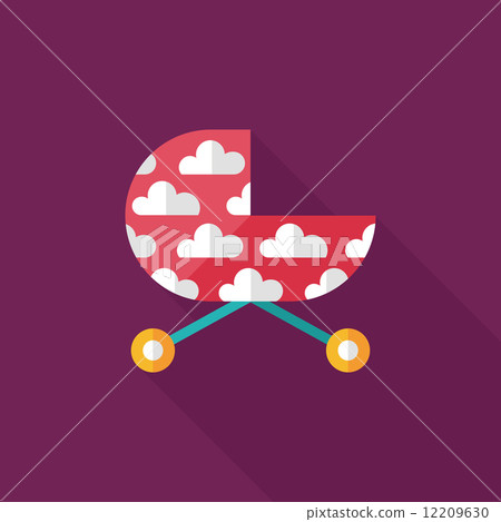 Pram flat icon with long shadow,eps10 Pram flat icon with long shadow,eps10 12209630
