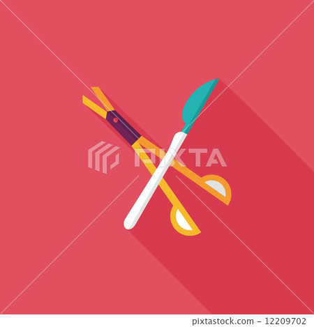 Surgical Instrument flat icon with long shadow 12209702