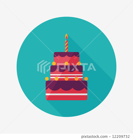 birthday cake flat icon with long shadow,eps10 - Stock Illustration ...