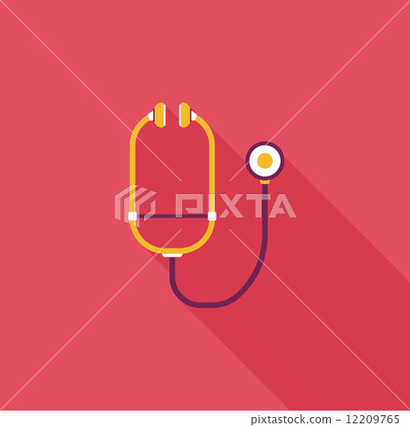 stethoscope flat icon with long shadow - Stock Illustration [12209765 ...
