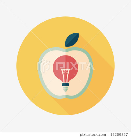light bulb in apple flat icon with long shadow,eps10 12209837