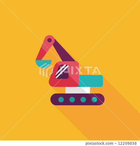 Excavator digger flat icon with long shadow,eps 10 Excavator digger flat icon with long shadow,eps 10 12209838
