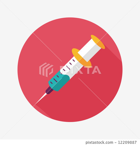 syringe flat icon with long shadow 12209887