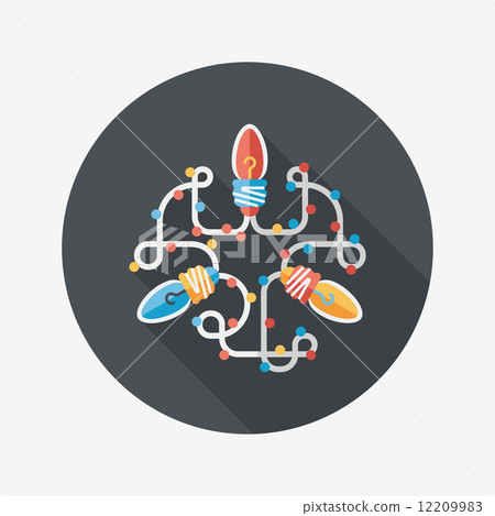 Christmas lights flat icon with long shadow eps10 12209983