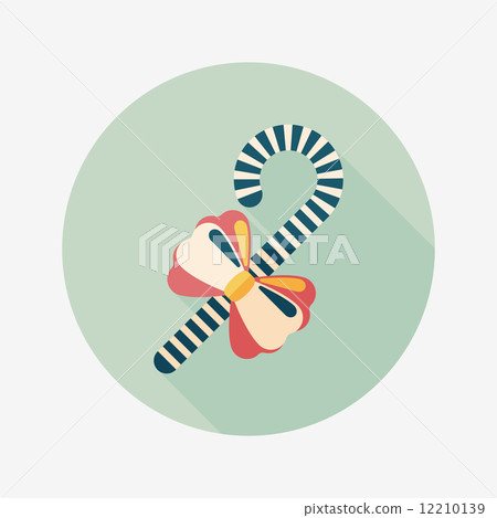 Christmas candy cane flat icon with long... - Stock Illustration ...