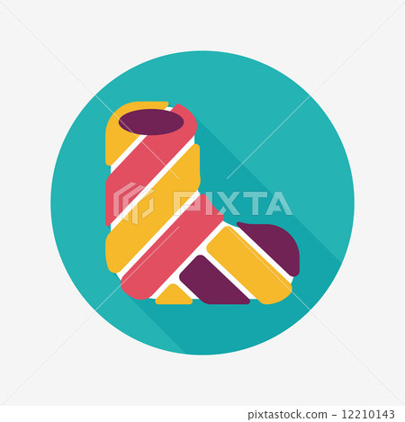 broken leg plaster flat icon with long shadow 12210143