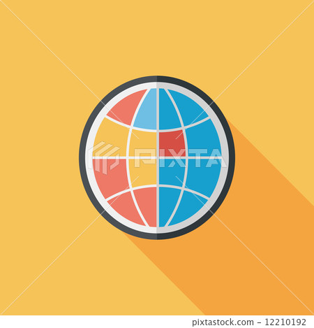 globe icon, flat icon with long shadow - Stock Illustration [12210192 ...