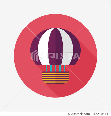 Hot Air Balloon flat icon with long shadow - Stock Illustration ...