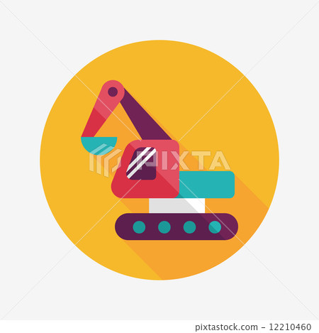 Excavator digger flat icon with long shadow,eps 10 Excavator digger flat icon with long shadow,eps 10 12210460