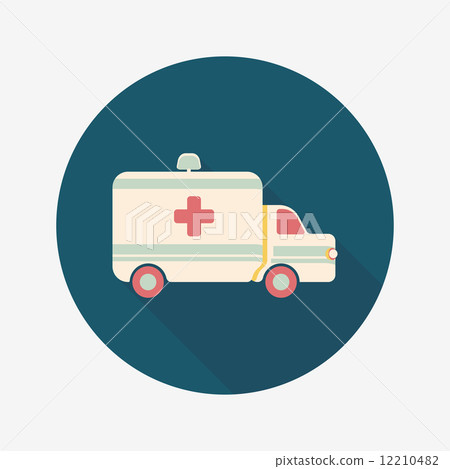 ambulance car flat icon with long shadow - Stock Illustration [12210482 ...