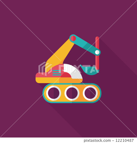 Excavator digger flat icon with long shadow,eps 10 12210487