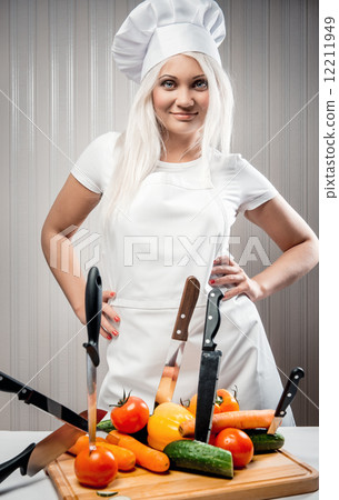 Woman cook indoors, weight loss concept 12211949