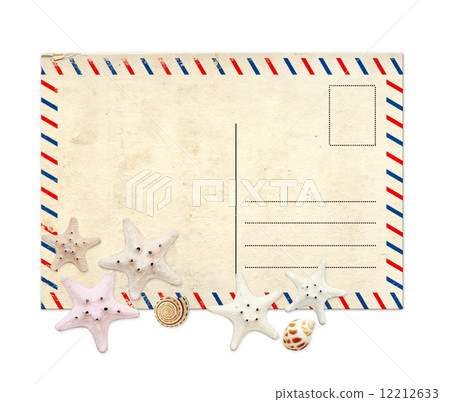 Old postcard and starfishes Old postcard and starfishes 12212633